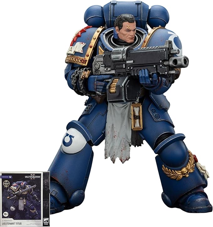 JOYTOY Warhammer 40k Action Figure 1：18 Scale 5.0inch Space Marines Ultramarines Lieutenant Titus-Collectors Edition Anime Figures for Collectible and Displayable Model