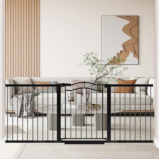 Fairy Baby 76.4"-81.8" Extra Wide Baby Gate for Stairs Doorways, Pressure Mount Pet Gate Auto Close Safety Child Gate, Long Large Dog Gate Indoor for House, 77 78 79 80 81 Inches Wide, Black