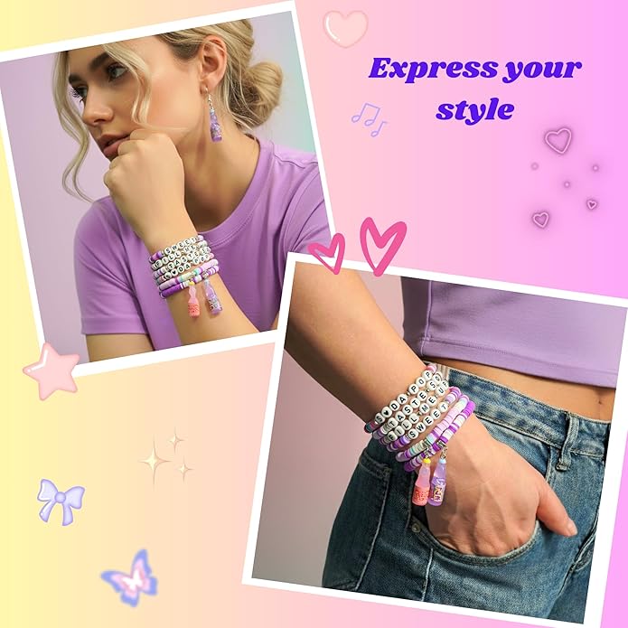 Bracelets Inspired by Korean Kpop Merch, 6 Pcs Stackable Stretch Friendship Beaded and 1 set of earrings, Hunters Cosplay Costume Outfit Merchandise Jewelry Gifts for Fans, Christmas Birthday Gifts for Girls Women