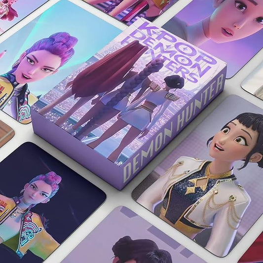 RTTUIOP 55 Pcs Korean Idol Demon Movie Hunters Cards Games Toys Collect Gifts Anime Style Cartoon Flash Card Party Favors Photocards Kpop Photocards Lomo Cards Set Waterproof Card