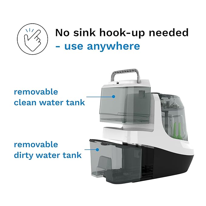 Baby Brezza Bottle Washer Pro - Baby Bottle Washer, Sterilizer + Dryer - All in One Machine Cleans Baby Essentials like Bottles + Pump Parts – Appliance to Replace Bottle Brushes & Drying Racks, Black