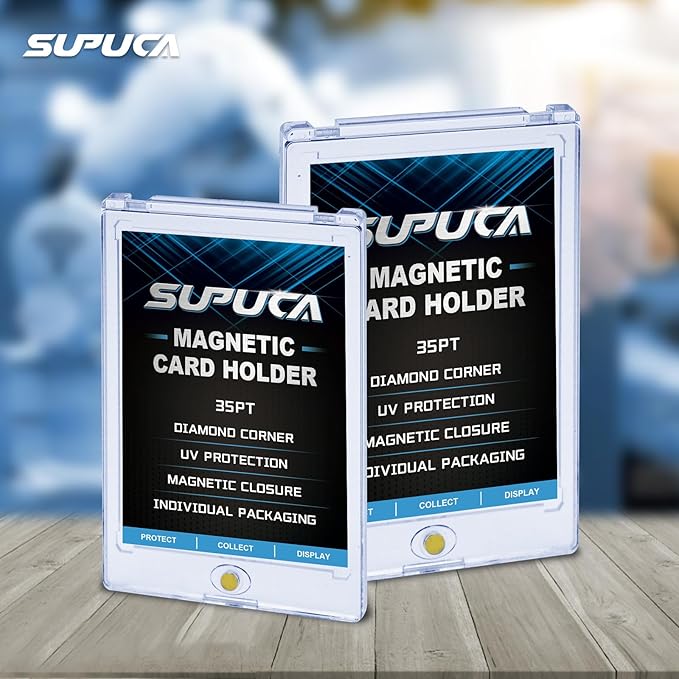 25ct Magnetic Card Holder 35PT, One Touch Protector for Trading Cards, Hard Plastic Sleeves Display Case for Baseball and Sports Cards