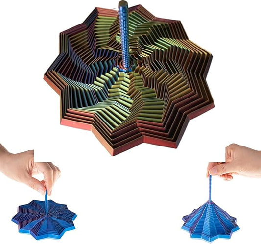 3D Printed Expanded Sensory Fidget Star - Sensory Fidget Star with Handle, Colorful Whirling Spiral Design, 2025 New Star Shaped Fidget Star (Type-H, Medium)