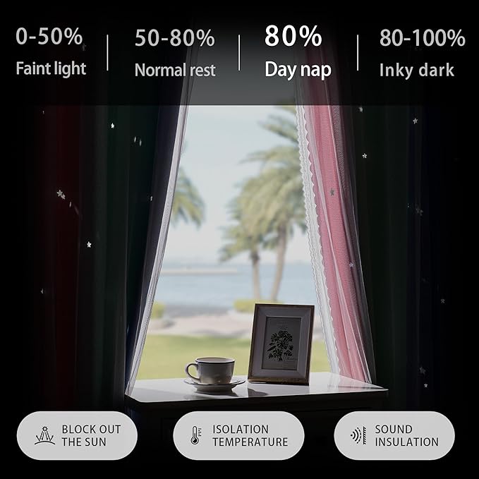 XiDi Girls Curtains for Bedroom 72 Inches Long 2 Panels Pink Green Blue Rainbow Blackout Curtains for Little Girl Kids Room Decor Living Room, Princess Unicorn Wall Decals Drapes 52x72