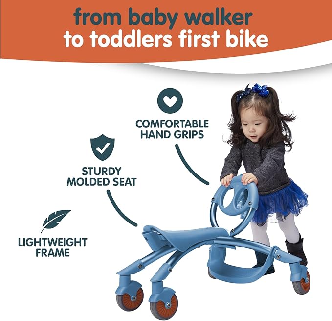 YBIKE Pewi Stroll – Indoor/Outdoor Walking Ride On Toy with Push Handle