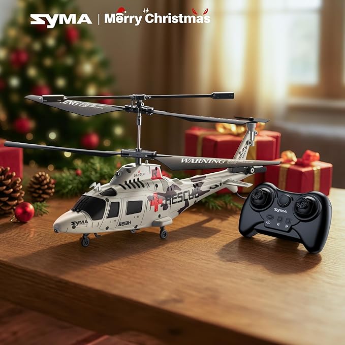 SYMA Remote Control Helicopter - S53H Rescue RC Helicopters with Upgraded Protection System, Lifelike Simulation, Easy to Fly, Educational Toy & Gift for Boys Girls Beginners