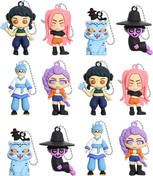 12Pcs Korean Idol Action Figure,Keychains Holder Car Key Ring Mobile Phone Bag Hanging,Unique Action Figures Decorations Gifts for Fans Office Room Figurine Decor