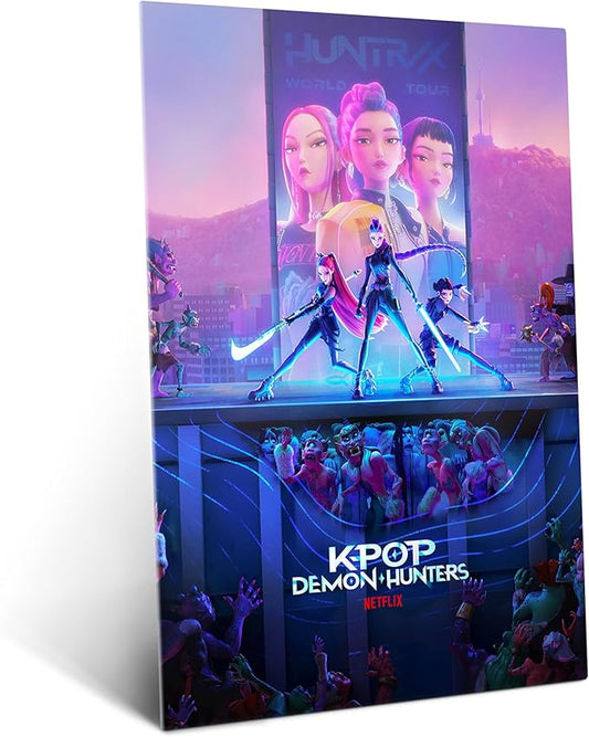 Displate Metal Poster KPop Demon Hunters (2025) - Netflix - Neon City Battle - Huntrix Kpop Merch Logo - Collectible Gift – Premium Decorations Wall Art Decor Gifts Movie Posters - 12.6x17.7 in