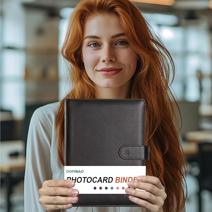 A5 Kpop Photocard Binder, 6 Ring Binder Collector’s Album with 240 Card Slots, PU Leather Cover for Organizing K-Pop, Trading Cards, Game Cards & Memorabilia (Black)