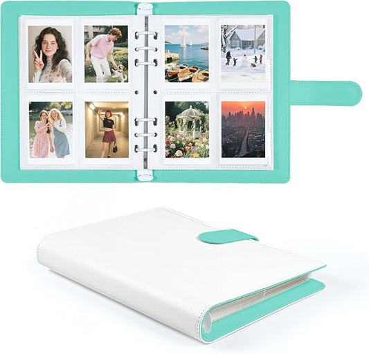 PU Leather Refillable Photo Album A5 Photocard Binder, 200 Pockets, Compatible with Fujifilm Instax Mini 12 11 9 40 99 90 8 7 Evo LiPlay, Polaroid Snap PIC-300 Z2300 Instant Cameras (Green)