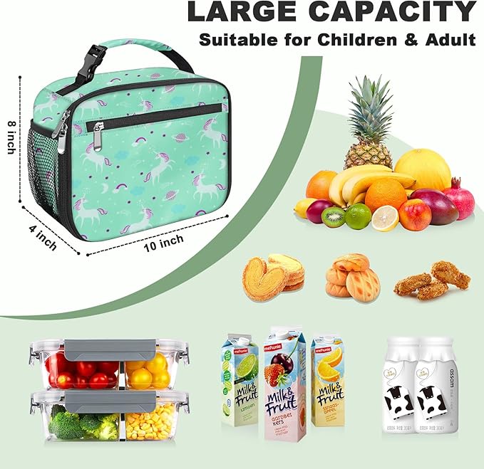 Kids Lunch Box for Boys Girls Lunch Bag Insulated Durable Lunchbox Children Lunch Tote Bag for School Unicorn