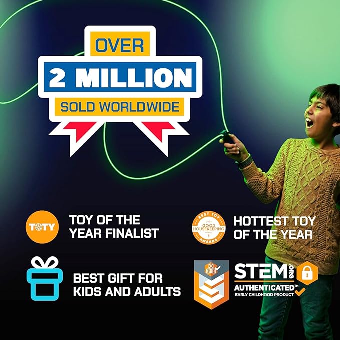 ZipString Luma - The Patented Glow-in-The-Dark Toy That Flies a Loop of String, Creates Endless Shapes and Tricks Built-in LED for Glowing Fun. Perfect STEM Gift for Kids & Adults. Wonderment Awaits