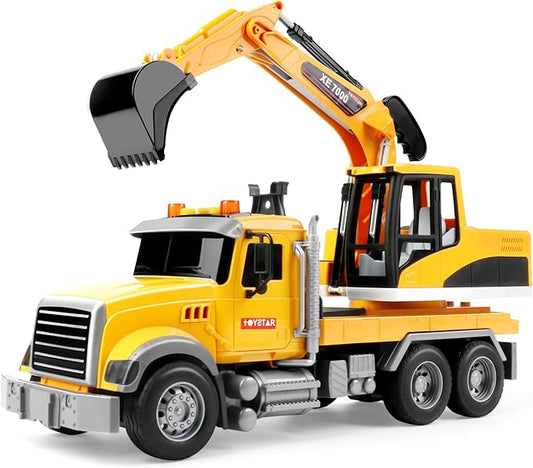 Dwi Dowellin Large Excavator Truck Toy for 3 4 5 6 Year Old Boys,Truck Toy with Sound and Light