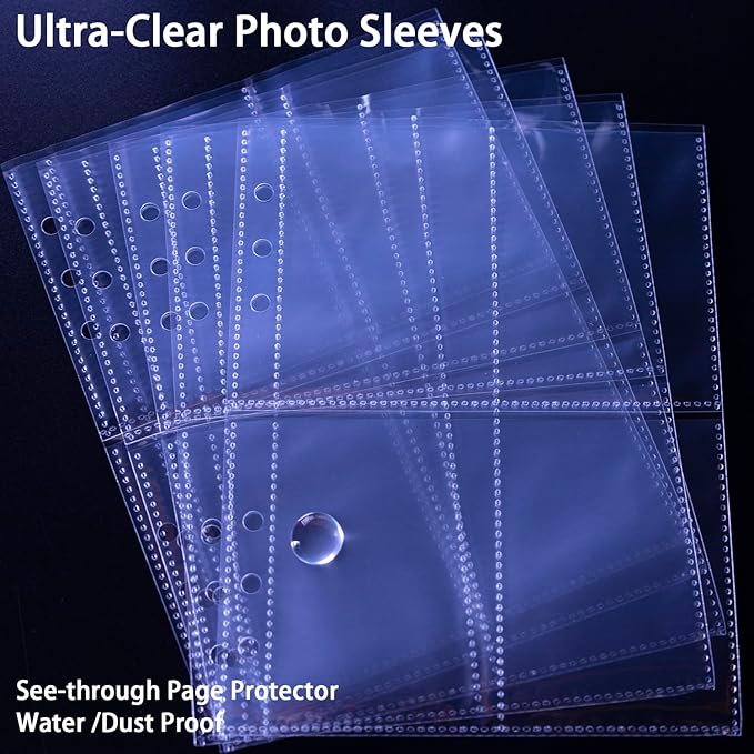 WITHYU A5 Card Collector with 30 Pack 4-Pocket Pages, 6 Ring Binder Album with 240 Card Slots, PU Leather Binder Cover with Magnetic Buckle Closure (Green)