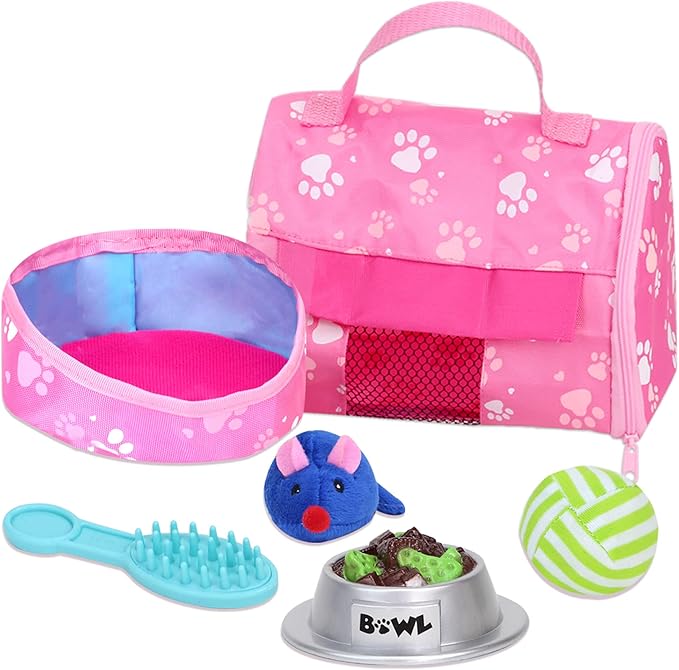 Sophia's 18" Doll 10 pc. White Plush Kitten, Carrier, and Accessories