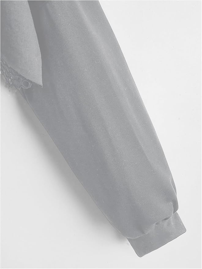 SweatyRocks Women's Casual Solid Cut Out Front Long Sleeve Pullover Crop Top Sweatshirt