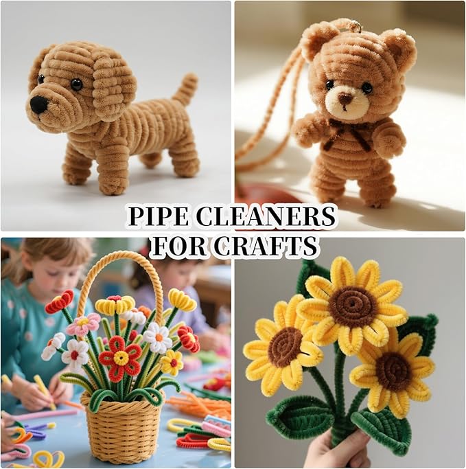 Beige Pipe Cleaners,Arts & Crafts 200pcs Chenille Stems,Pipe Cleaner Crafts for Girls 8-12,Christmas Gifts,DIY Decor Ccrafts for Adults,Art and Craft Supplies, Arts and Crafts,Limpia Pipas