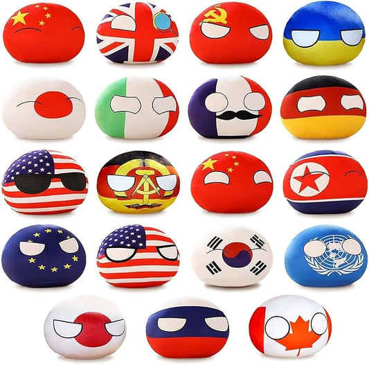 19PCS Countryballs Plushies Polandball National Plush Pillow Mini Pendant Stuffed Toys Cute Keychain Anime Plushies for Kids