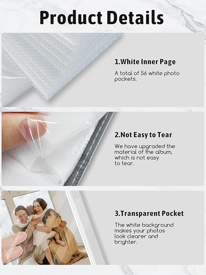 Photo Album 4x6, 56 Pockets Small Picture Book Bottle Flowers Floral, Personalized Large Capacity Mini PU Leather Picture Album Gift for Family Graduation Wedding Travel