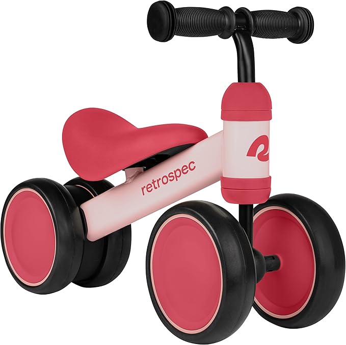 Retrospec Cricket Baby Walker Balance Bike with 4 Wheels for Ages 12-24 Months - Baby Toys & Toddler Toys for 1 Year Olds - Ride On Bicycle - Boys & Girls