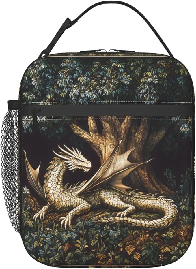 Dragon Lunch Box for Kids,Cool Insulated Bag for Student,Animal Reusable Thermal Insulation Cooler Tote Bags for School Work Picnic Camping Outdoor Gifts (Dragon and Tree of Life)