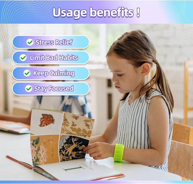 6PCs Textured Slap Bracelets Sensory Simple Dimple Fidget Toys for Kids with Autism & ADHD,Calming Tools for Anxiety & Stress Relief, Classroom Prizes Party & Special Needs Favor Gifts