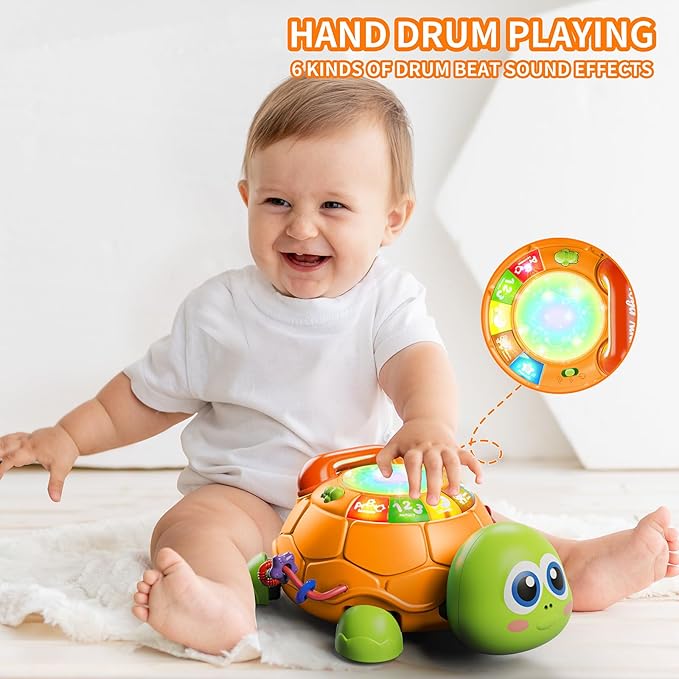 Letapapa Baby Toys 6 to 12 Months, Musical Turtle Baby Toys for 12-18 Months, Crawling Toy with Light & Sound, Educational Toy Birthday Gift for Baby Infant 3-6 7 8 9 10 Months 1 2 Year Old Toddlers