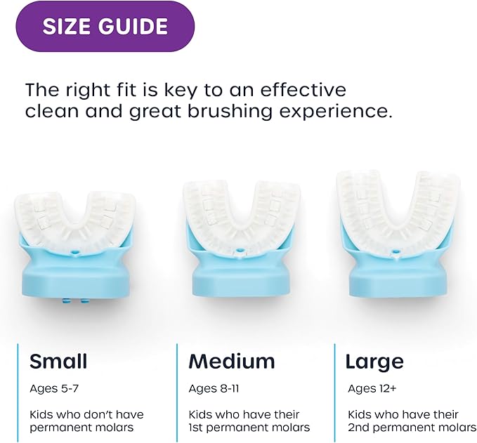 Willo BrushBot Kids U-Shaped Toothbrush Starter Kit - Dye & Fluoride Free, Smart Electric Toothbrush for Kids, App Connectivity, Soft Bristles, Rechargeable, Plaque Removal | Small Bubble Twist