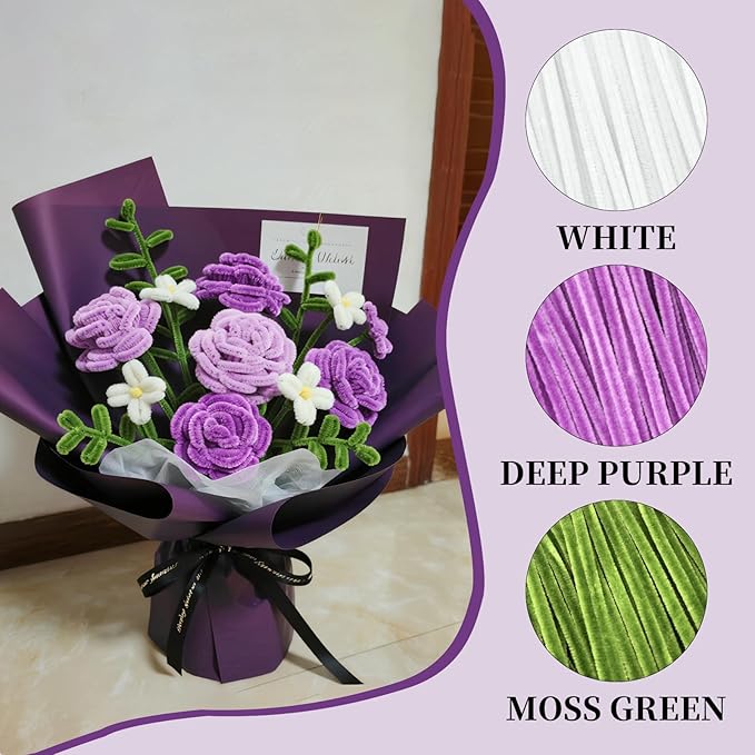 Deep Purple Pipe Cleaners Crafts-200PCS Chenille Stems DIY Crafts for Invitations & Decorations; Suitable for Wedding & Party Occasions,Halloween Decor,Christmas Gifts for Kids,Crochet Flowers