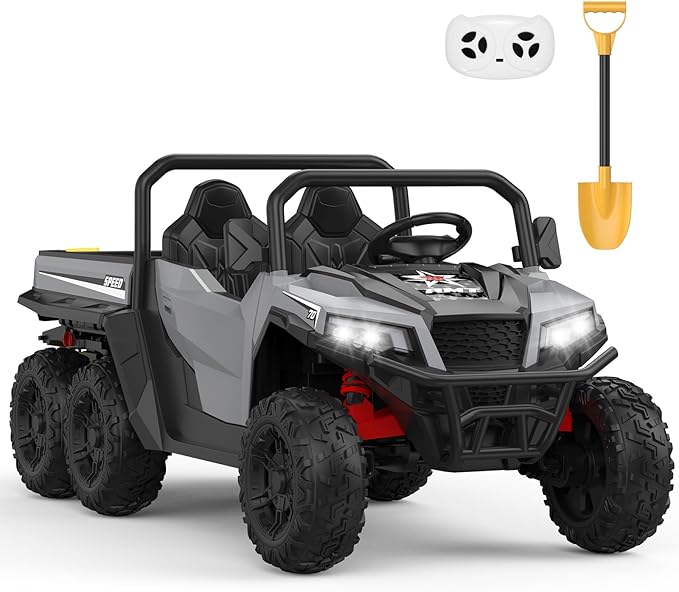 24V Ride on Car with Remote Control, Ride on Dump Truck for Kid with Electric Dump Bed, Extra Shovel, Music Player, Key Start for Safety, Gift for Kids