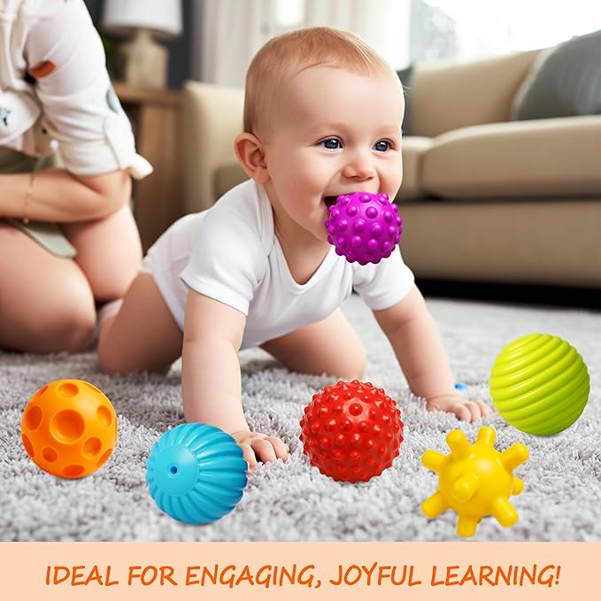 Baby Balls for Toddlers 1-3, Bath Toys for Babies 6-12 Months, Infant Soft Sensory Balls Set, Montessori Bathroom Shower Teether Gift for Boys Girls 6 Pack