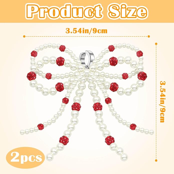DELELE Pearl Bowknot Shoe Charms: Pearls Bow Sneakers Decorations for Women 2Pcs