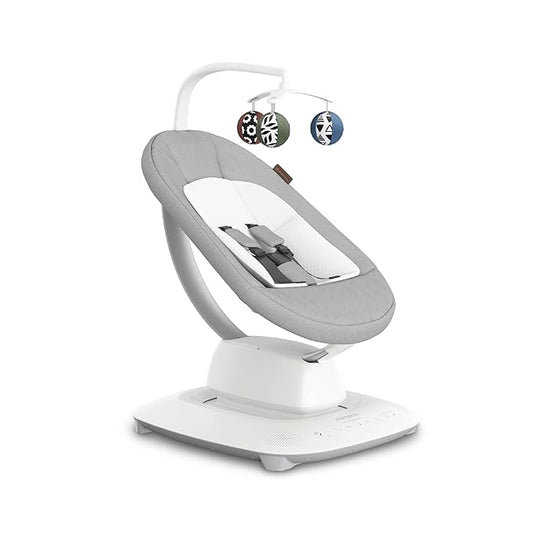UPPAbaby Mamaroo Smart Swing – Customizable Soothing Modes with MotionSync Technology – Infant Recline + Bluetooth Enabled – Included Newborn Insert – Stella (Grey Mélange)