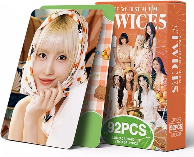 Twice 5th Photocards TWICE5 Albuum Cards Kpop Merch Gift for Once Fans, 60 PCS Lomo Card Set with 32 PCS Sticker