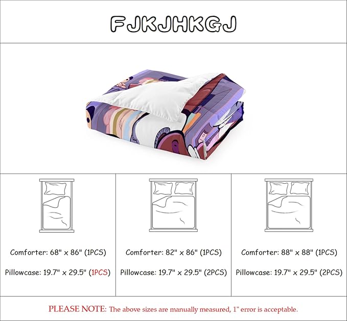 Black Girl Comforter Set for Queen Bed Purple African American Pattern Microfiber 3 Piece Quilt Set Gift for Black Women Girls, 1 Comforter + 2 Pillowcase