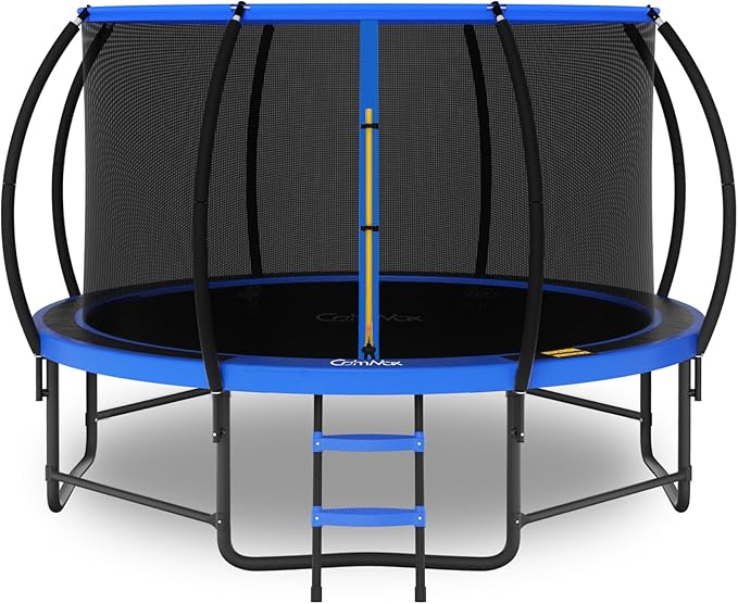 14FT 12FT 10FT 16FT Trampoline with Safety Enclosure, Anti-Rust Coating – ASTM Certified, Heavy-Duty Outdoor Trampoline with Ladder – for Kids & Adults