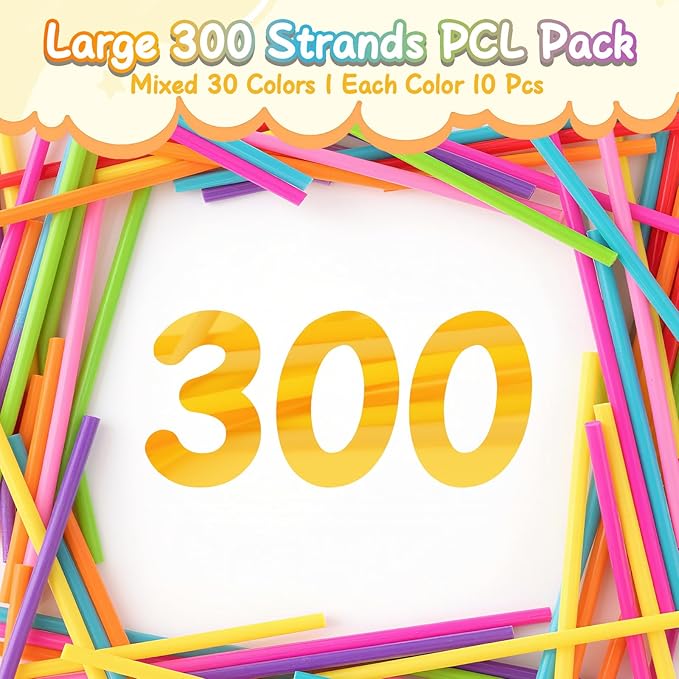 300 Pieces 3D Pen Refills Pack for 3Doodler Start+ Pen 30 Colors 2.5 mm Low Temperature 3D Pencil PCL Filaments Not Compatible with Other 3D Printing Pens