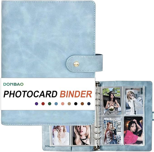 A5 Kpop Photocard Binder, 6 Ring Binder Collector’s Album with 240 Card Slots, PU Leather Cover for Organizing K-Pop, Trading Cards, Game Cards & Memorabilia (Blue)