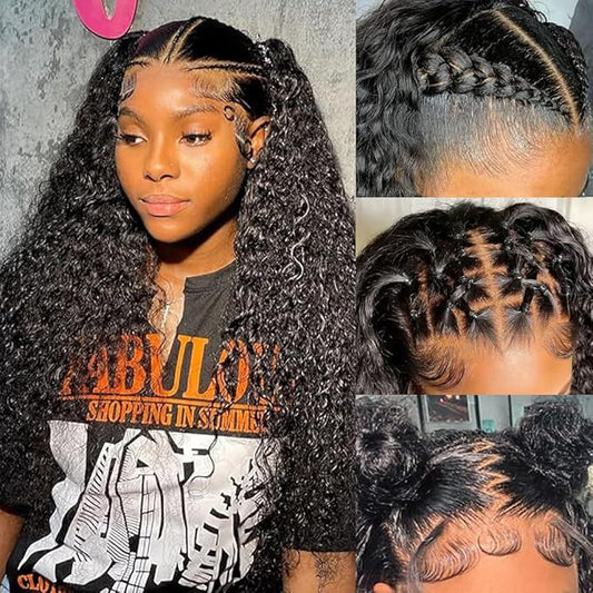 13x6 Water Wave Lace Front Wigs Human Hair Pre Plucked Bleached Knots 200 Density Wet And Wavy Glueless Wigs Human Hair 24 Inch Hd Lace Frontal Wig With Baby Hair