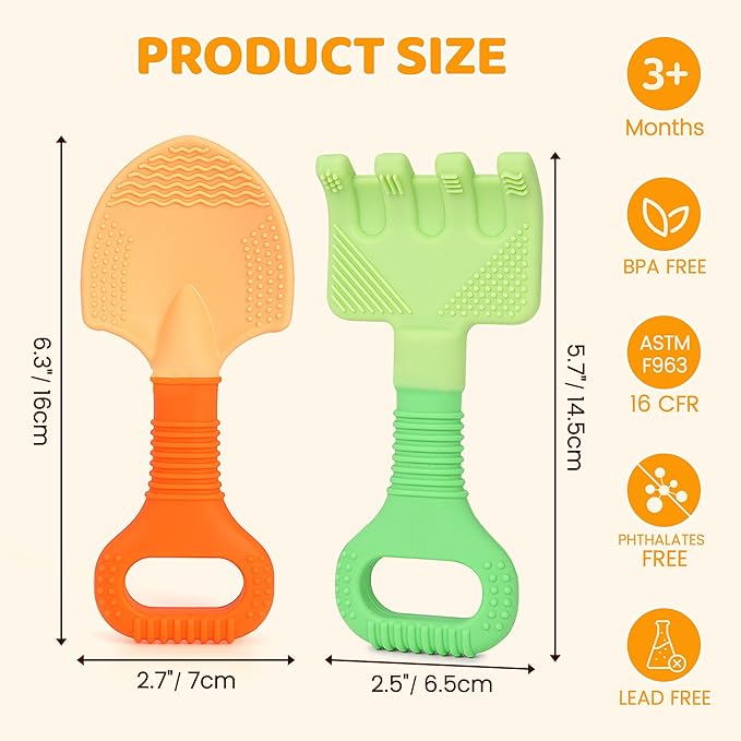 Baby Teething Toys, Baby Essentials, Teething Toys for 3-6 6-12 Months, Teether Toy, Food Grade Silicone Teether Infant Toy, First Gifts Christmas Stocking Stuffers for Babies, BPA Free