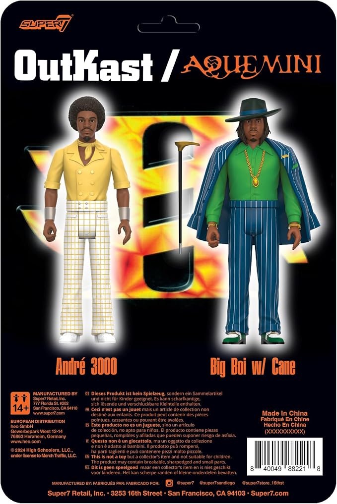 Super7 Outkast Aquemini Big Boi and André 3000 - (2 Pack) 3.75" Outkast Action Figures with Accessories Hip Hop Collectibles and Retro Toys