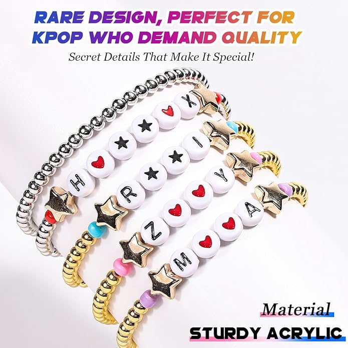 AICase for Korea-Pop Merch Gifts Toys Inspired Cosplay Bracelets 5 Pcs Stackable Stretch Friendship Flower Beaded Bracelets Costume Merchandise Jewelry Gifts for Fans Birthday Christmas_106