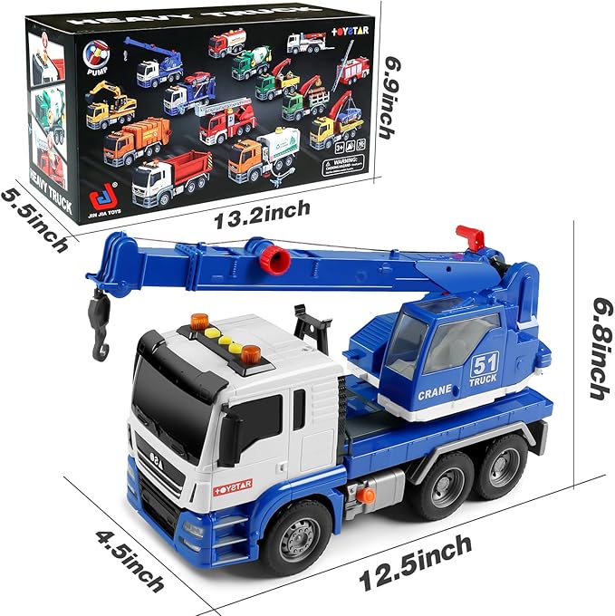 Dwi Dowellin Crane Truck Toy for Toddlers 2-4, 3-5 | Construction Toy with Rotating Arm, Sound & Lights | Trucks for Boys Kids,Gift for 3 4 5 6 Year Old Boys