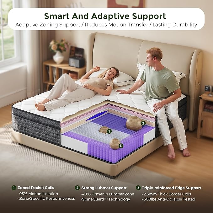 Yantan Twin Mattress 10 Inch Twin Size Hybrid Mattress with Memory Foam and Pocket Spring for Spine Support & Cooling Comfort, Medium Firm Mattresses, Certified Safe and Fiberglass-Free
