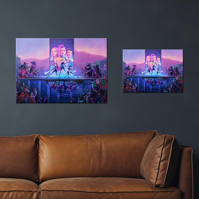 Displate Metal Poster KPop Demon Hunters (2025) - Neon City Battle horizontal - Huntrix Kpop Merch - Collectible Gift - Premium Decorations Wall Art Decor Gifts Movie Posters - 18.9x26.6 in