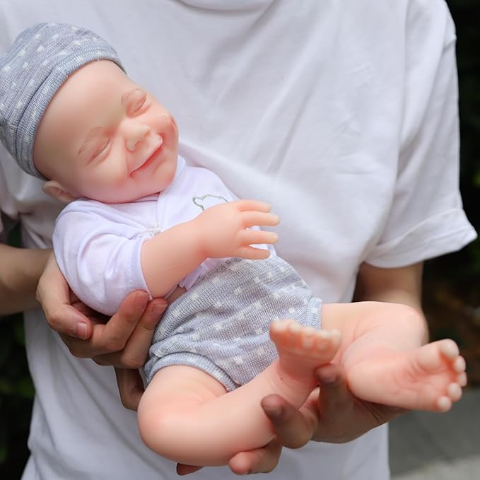 18.5 inch Realistic Full Silicone Baby Doll Can Drink Water, Lifelike Reborn Baby Dolls, Toy, and Collectible Bald Girl (Drinkable Girl)