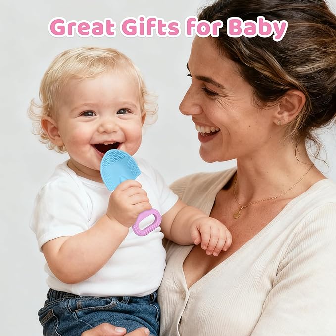 Baby Teething Toys, Baby Essentials, Teething Toys for 3-6 6-12 Months, Teether Toy, Food Grade Silicone Teether Infant Toy, First Gifts Christmas Stocking Stuffers for Babies, BPA Free