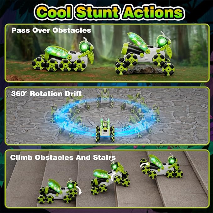 Remote Control Car, RC Cars Toys for Ages 8-13, 2.4ghz Bionic Mantis Toy Cars with Ball/Goal, 8WD 360° RC Drift Car on Outdoor Toys for Kids Ages 4-8, 4 5 6 7 8 10 Year Old Boy Birthday Gifts