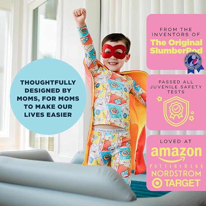 SlumberPod SlumberTot Inflatable Toddler Travel Bed - Portable Kids Air Mattress with Safety Bumpers - Perfectly Sized Ideal for Travel or Home Use - Includes Electric Pump