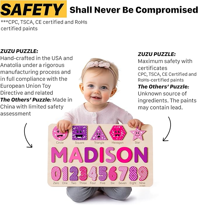 Puzzles for Toddlers Boy and Girl, Personalized Name Puzzle, 12 Month Toy, Gifts for 0 1 2 3 Years Old, Baby Gifts, Baby Shower, Christmas, New Babies Gift, 0 3 6 9 12 18 24 36 Months